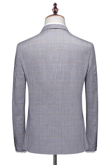 Gris 3 pièces revers crantés simple boutonnage hommes costumes